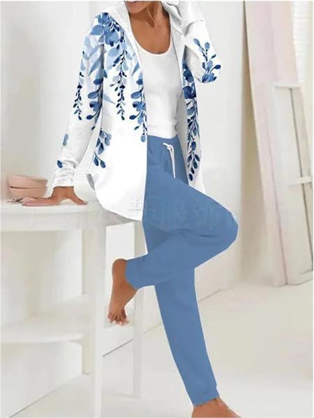 【🏆️Cel mai bine vândut produs】🔥Stil nou, set casual din două piese cu imprimeu de toamnă și iarnă, mâneci lungi + pantaloni lungi
