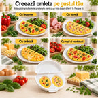 🍳 Mic Dejun Perfect în Doar Câteva Minute! Formă pentru Omletă la Cuptorul cu Microunde 🥚 | 2 Compartimente · Material Antiaderent Alimentar · Balamale Detasabile pentru Curățare Ușoară · Preparare Rapidă Fără Ulei