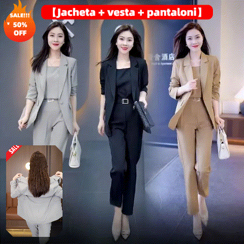 🏆【Jacheta + vesta + pantaloni】2026 Primavara si Toamna Noua Moda Costum Casual Costum din trei piese