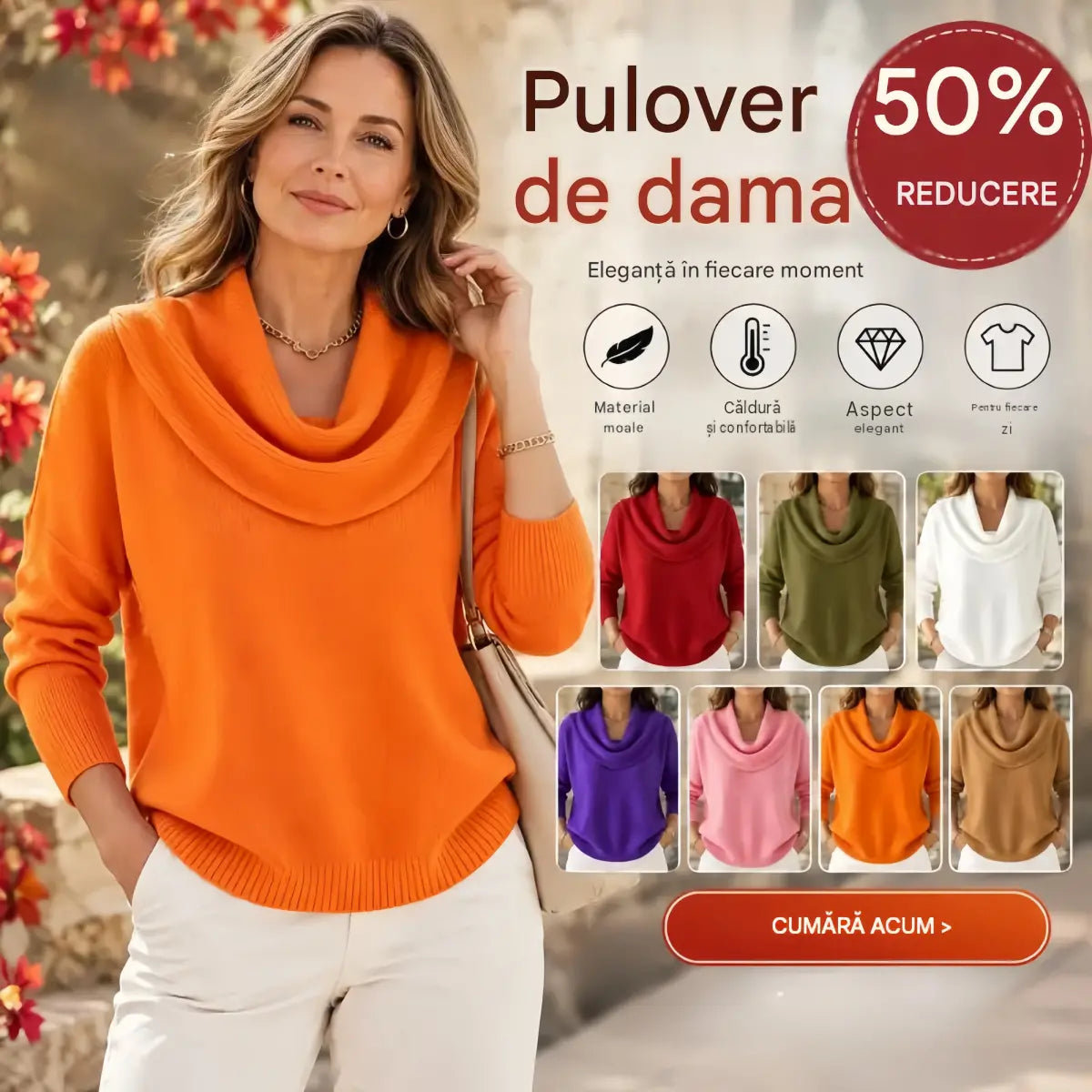 🔥【S–3XL】Pulover nou în culoare uni pentru toamna/iarna 2026 · Moale, călduros · -50% + livrare rapidă
