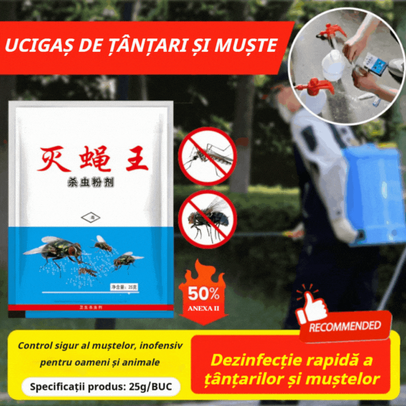 🔥【Primești 10 pachete】 🦟❤️Insecticid puternic – omoară țânțari, muște, purici, lăcuste și gândaci! 1 plic la 500 ml de apă.