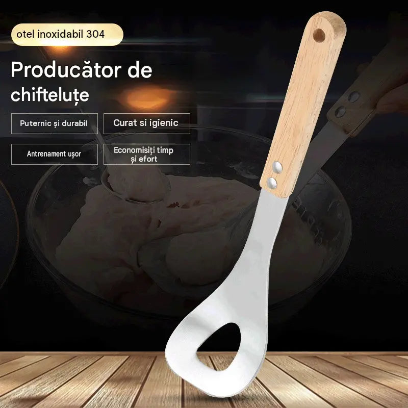 🍖 【Set de 2 piese】 Aparat de făcut chiftele din oțel inoxidabil 304 – ideal pentru prepararea chiftelelor din carne și pește, perfect pentru gătit acasă 🥄