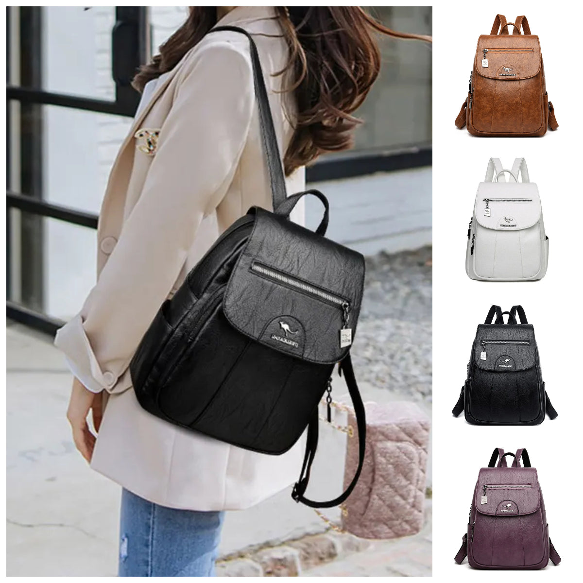 👜🎒【Reducere de preț în timp limitat】Rucsac de călătorie retro din piele moale pentru femei