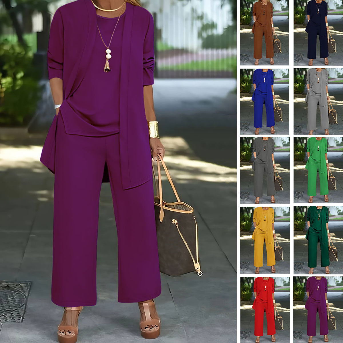 🧥【Set din trei piese】【S-5XL】Set elegant pentru femei din 3 piese, cu croială lejeră🍂